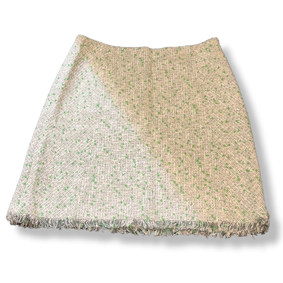 PAULE KA Paris Off White & Green with Fringe  Skirt ~  M ~ "sample" ~   NEW - Picture 4 of 11